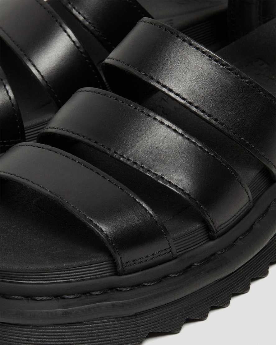 Dr Martens Blaire Brando Leather Women's Gladiator Sandals Black Brando | SJULYH172