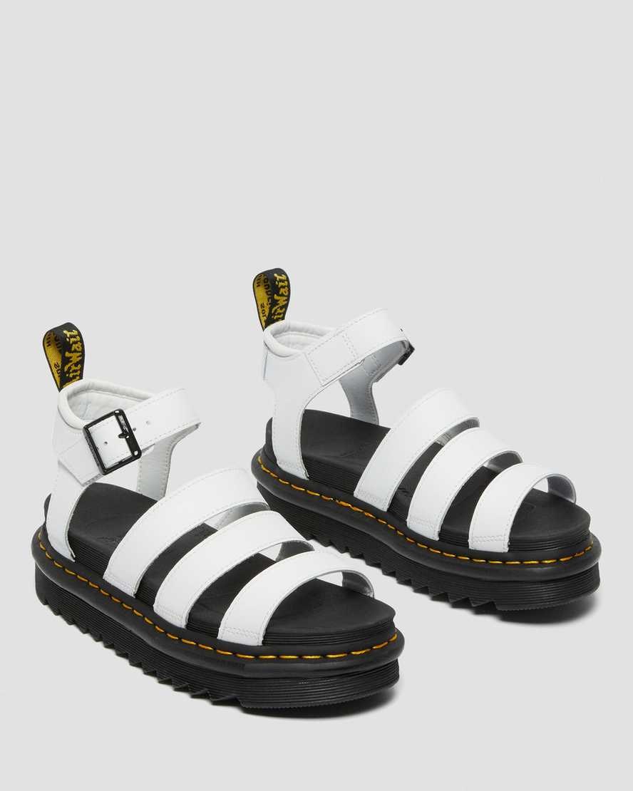 Dr Martens Blaire Hydro Leather Women's Strap Sandals White Hydro Leather | FIRZXD894