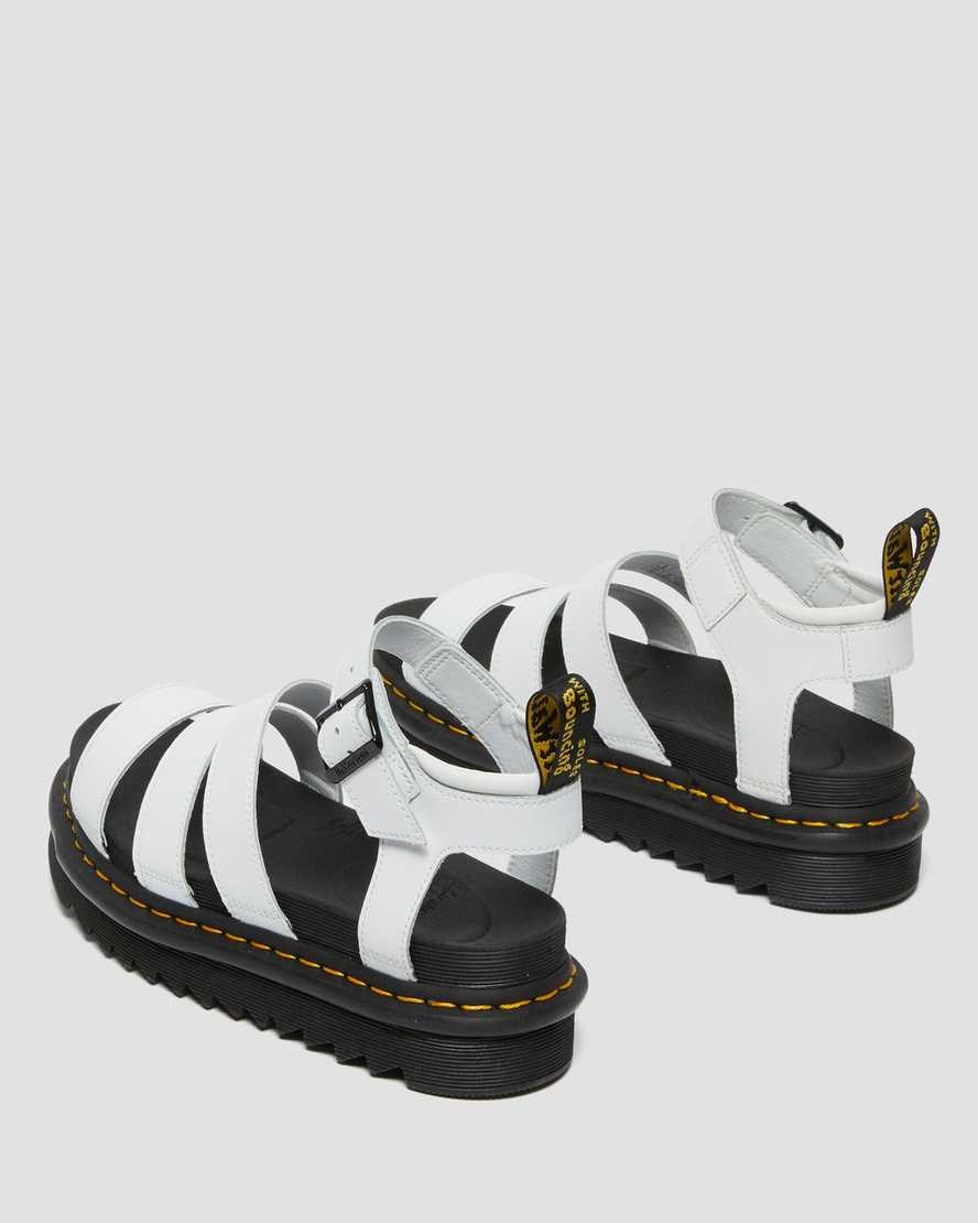 Dr Martens Blaire Hydro Leather Women's Strap Sandals White Hydro Leather | FIRZXD894