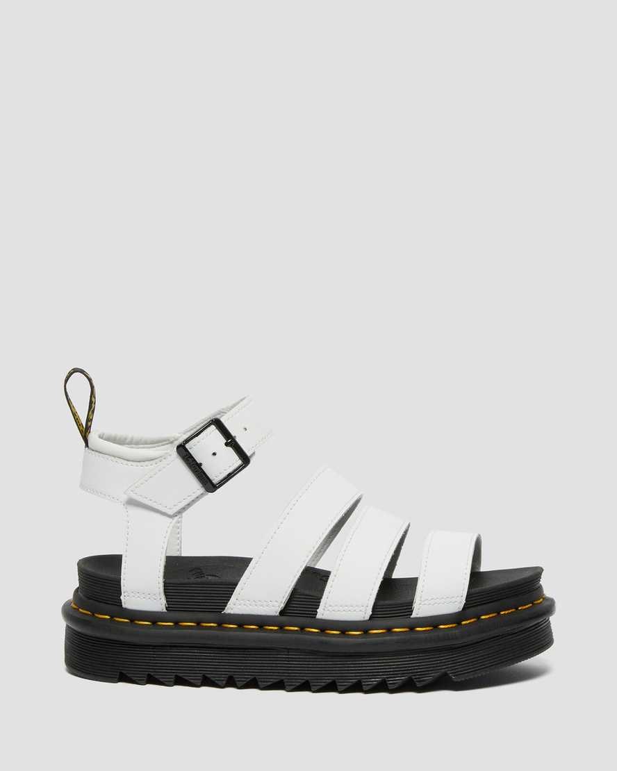 Dr Martens Blaire Hydro Leather Women's Strap Sandals White Hydro Leather | FIRZXD894