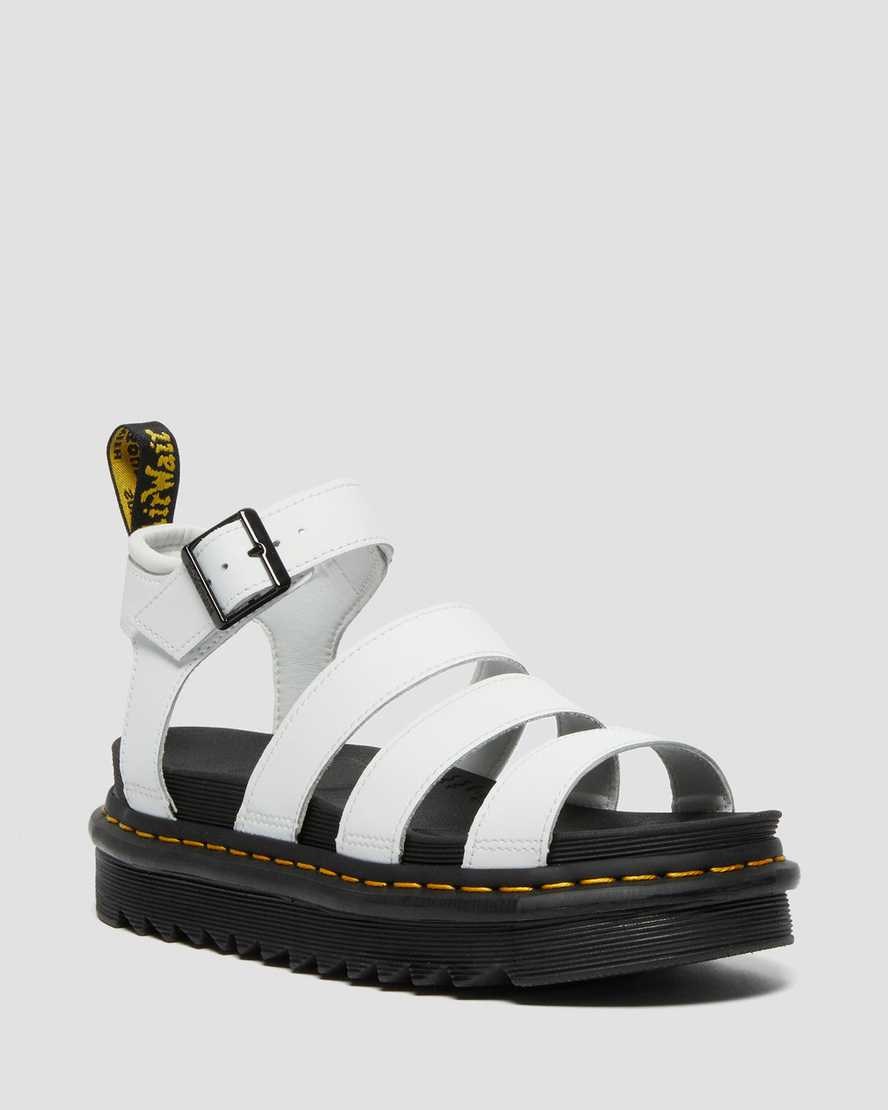 Dr Martens Blaire Hydro Leather Women\'s Strap Sandals White Hydro Leather | FIRZXD894