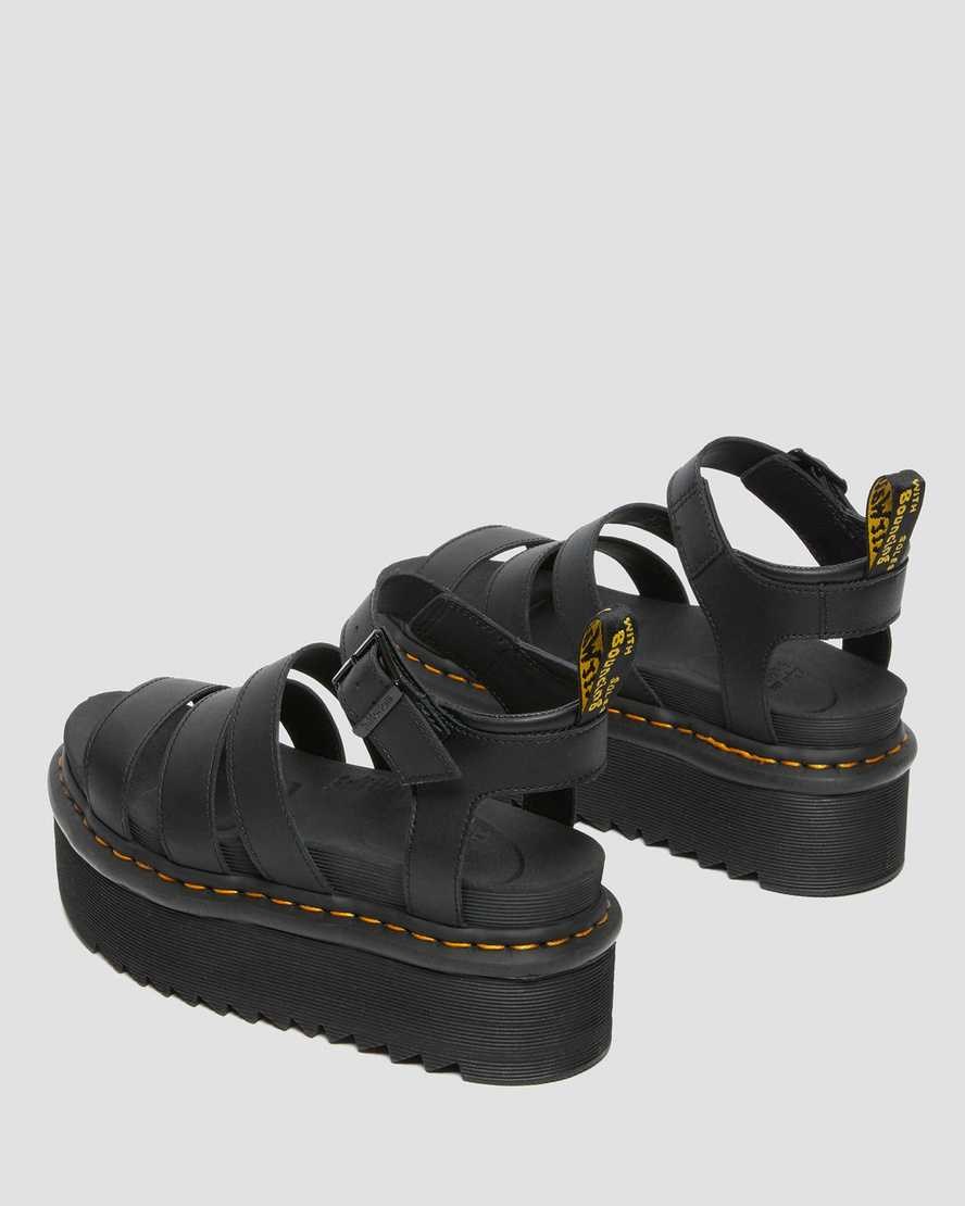 Dr Martens Blaire Hydro Leather Women's Platform Strap Sandals Black Hydro Leather | UDYNQZ680