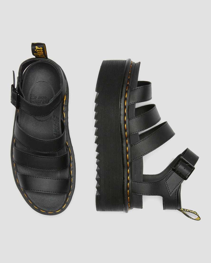 Dr Martens Blaire Hydro Leather Women's Platform Strap Sandals Black Hydro Leather | UDYNQZ680