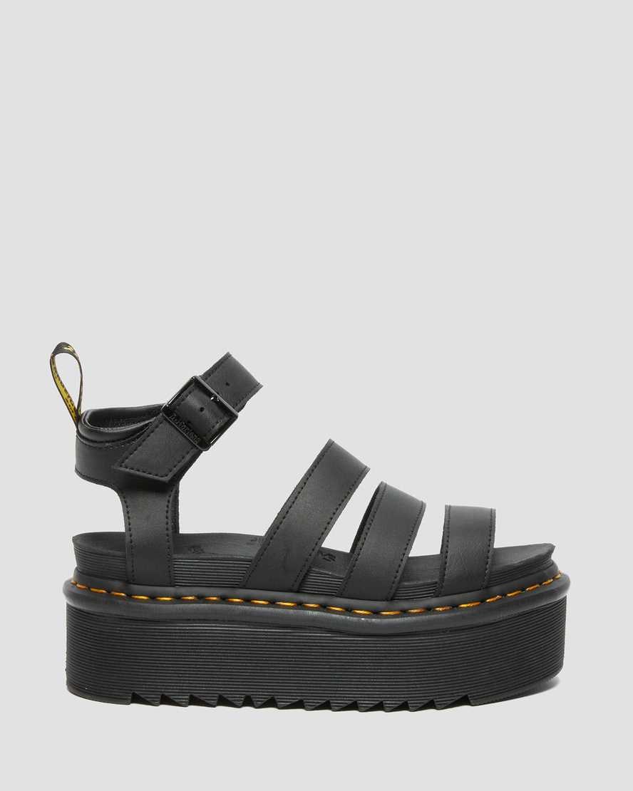 Dr Martens Blaire Hydro Leather Women's Platform Strap Sandals Black Hydro Leather | UDYNQZ680