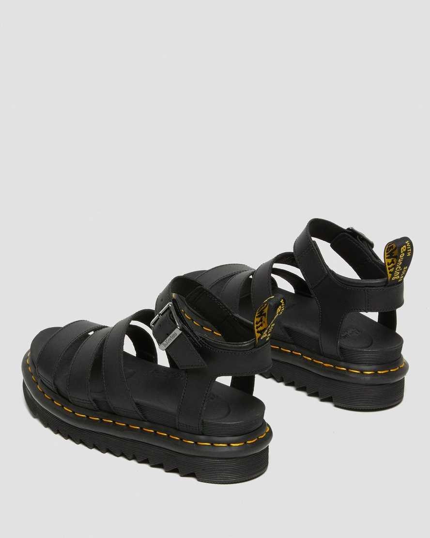 Dr Martens Blaire Hydro Leather Women's Strap Sandals Black Hydro Leather | UFJZIC685