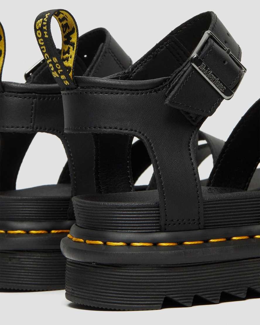 Dr Martens Blaire Hydro Leather Women's Strap Sandals Black Hydro Leather | UFJZIC685