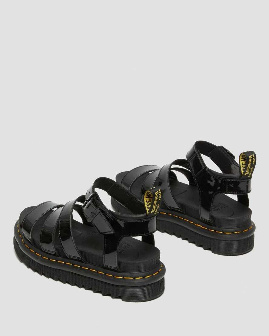 Dr Martens Blaire Patent Leather Women's Patent Sandals Black Patent Lamper | HLTDJP809