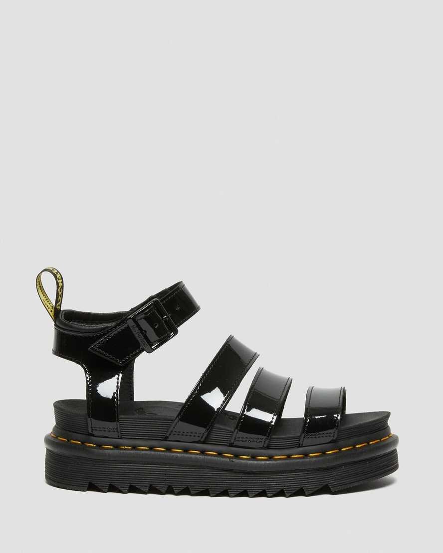 Dr Martens Blaire Patent Leather Women's Patent Sandals Black Patent Lamper | HLTDJP809