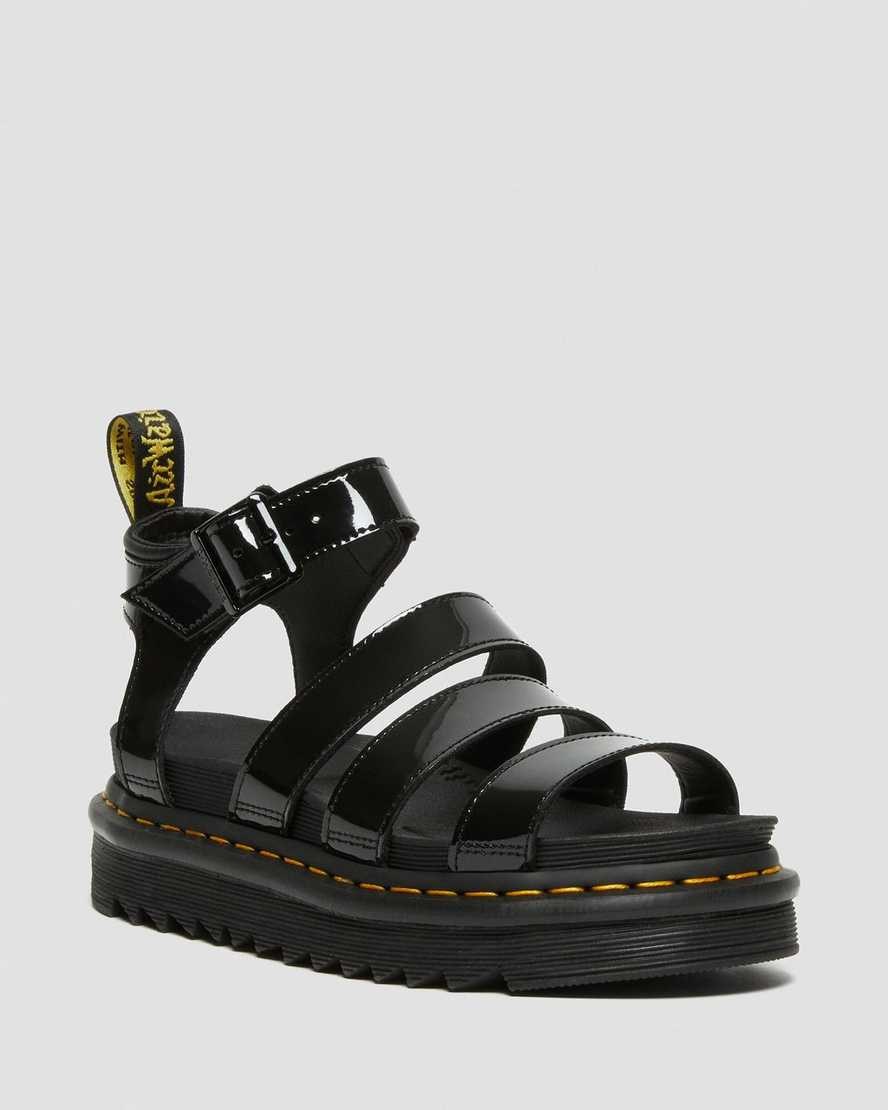 Dr Martens Blaire Patent Leather Women\'s Patent Sandals Black Patent Lamper | HLTDJP809