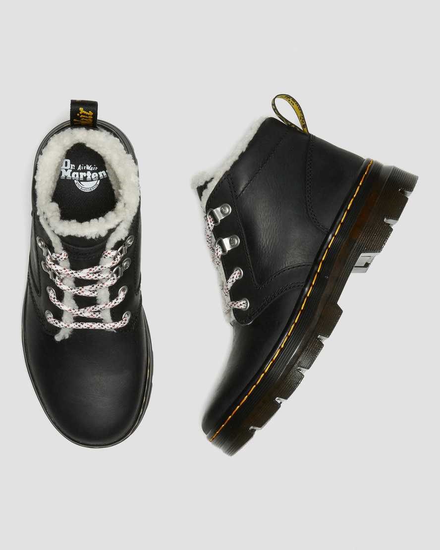 Dr Martens Bonny Faux Shearling Lined Women's Lace Up Boots Black Wyoming | WPGEZH892