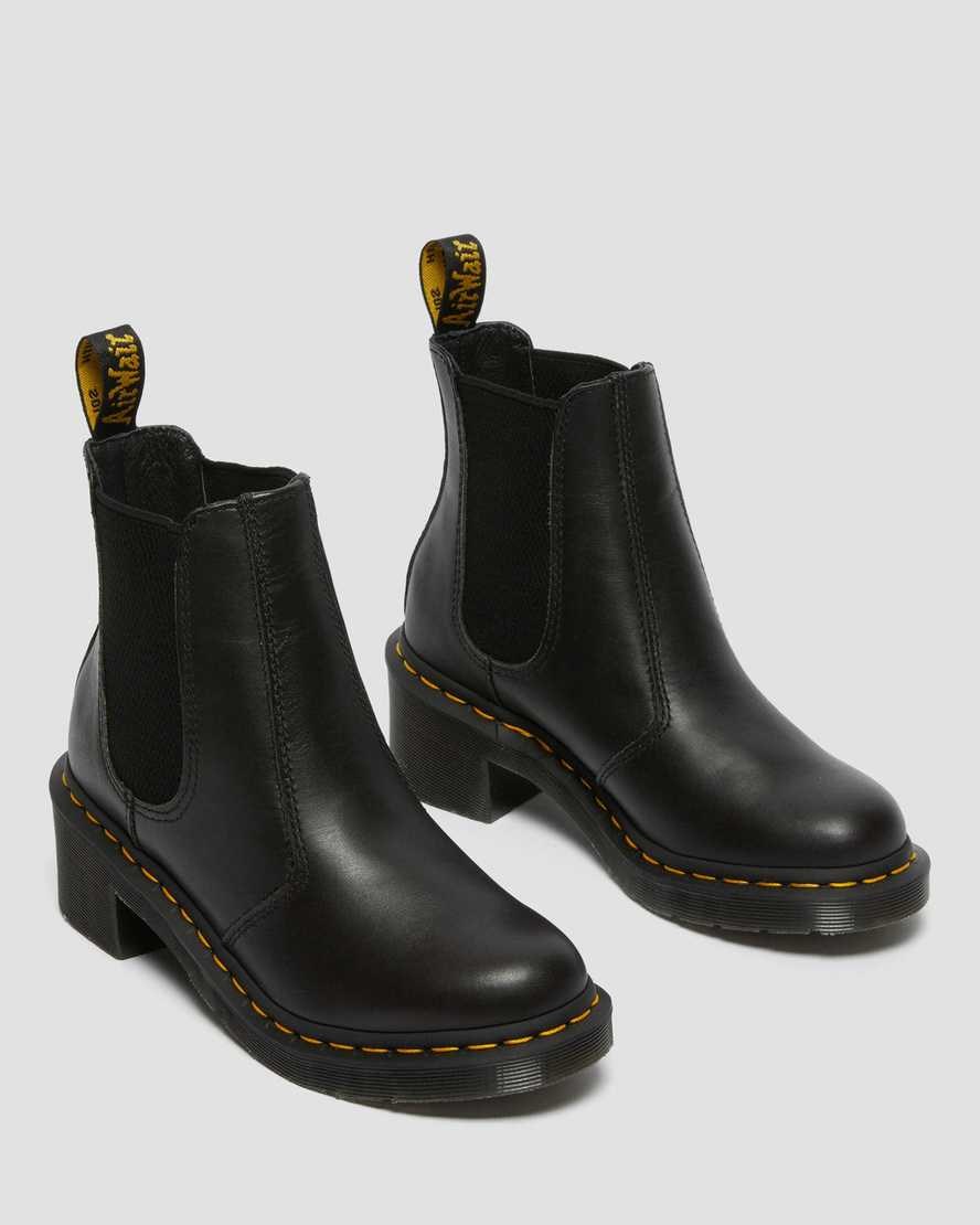 Dr Martens Cadence Leather Heeled Women's Chelsea Boots Black Wanama | NXUOMK053