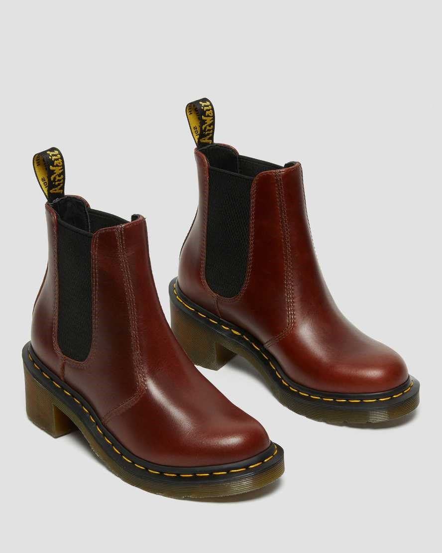 Dr Martens Cadence Leather Heeled Women's Chelsea Boots Brown Abruzzo Wp | YHKICR825