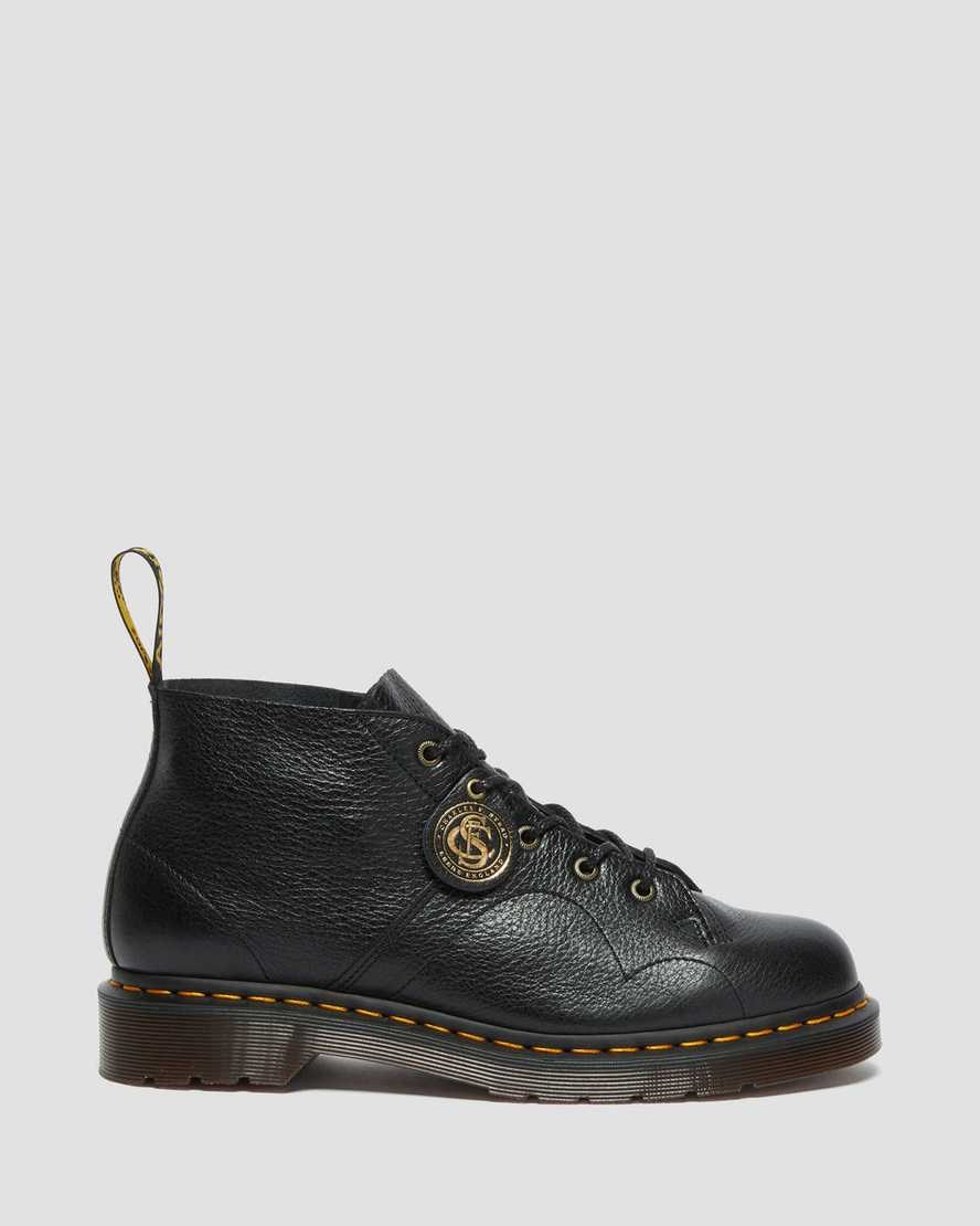 Dr Martens Church Buckingham Leather Monkey Women's Ankle Boots Black Buckingham | BORWQL819