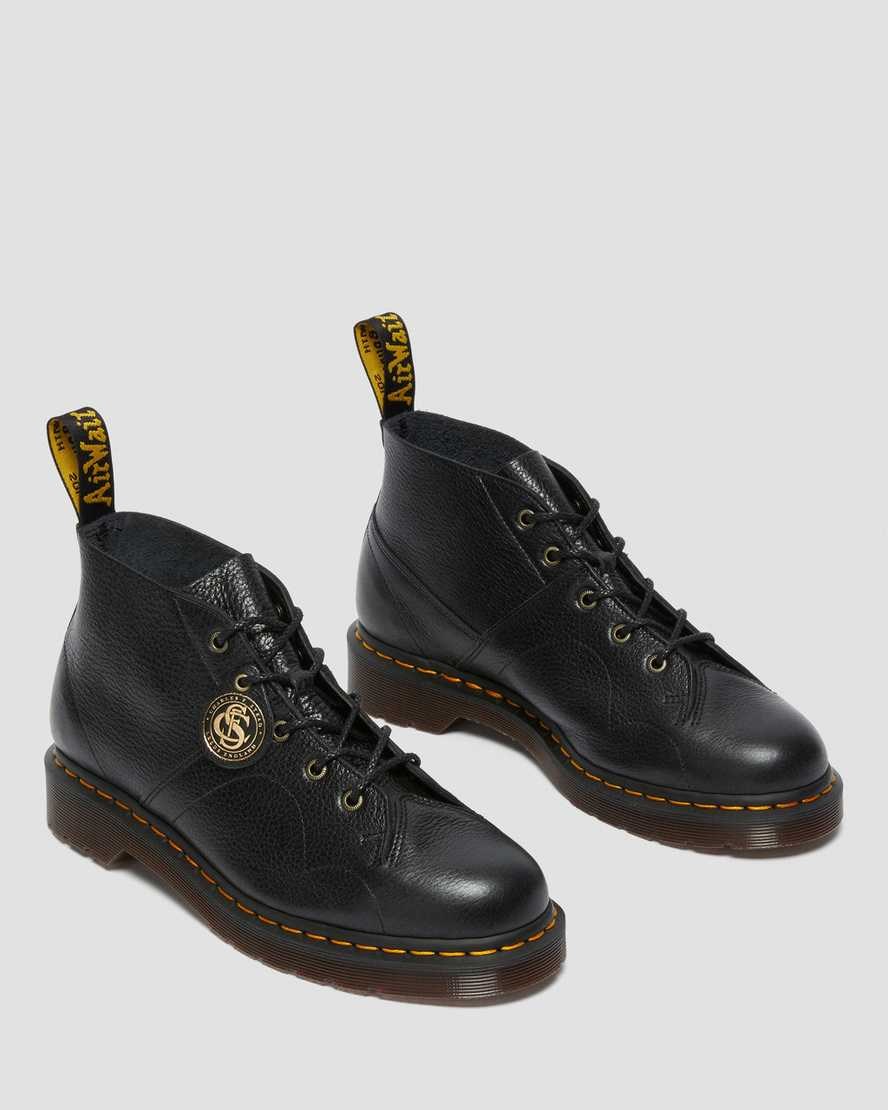 Dr Martens Church Buckingham Leather Monkey Women's Ankle Boots Black Buckingham | BORWQL819