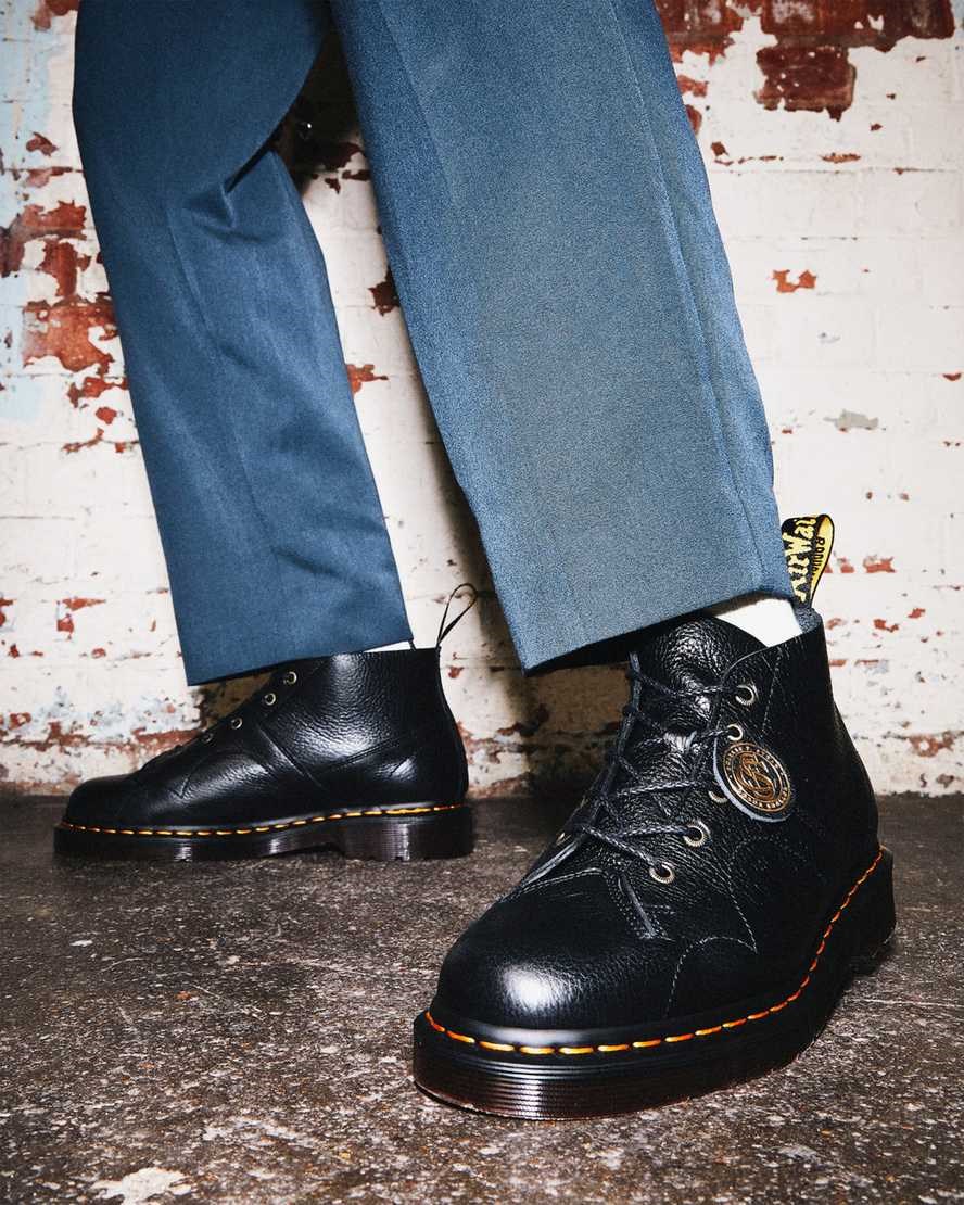 Dr Martens Church Buckingham Leather Monkey Men's Lace Up Boots Black Buckingham | OIATFL849