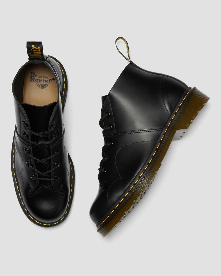 Dr Martens Church Smooth Leather Monkey Men's Ankle Boots Black Smooth Leather | BHOZKQ516