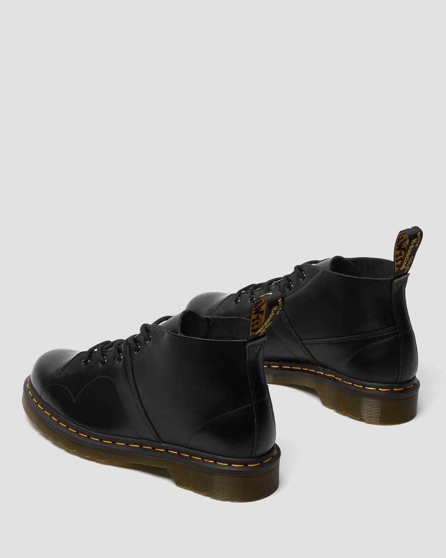 Dr Martens Church Smooth Leather Monkey Men's Ankle Boots Black Smooth Leather | BHOZKQ516