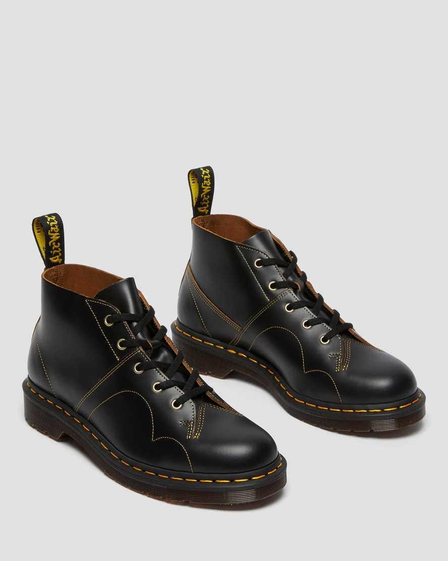 Dr Martens Church Vintage Women's Lace Up Boots Black Vintage Smooth | FVICYA135