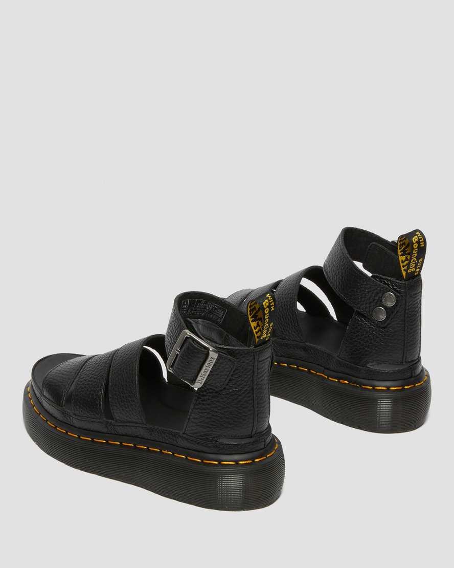 Dr Martens Clarissa II Leather Women's Platform Sandals Black Milled Nappa Leather | BNZMRW805