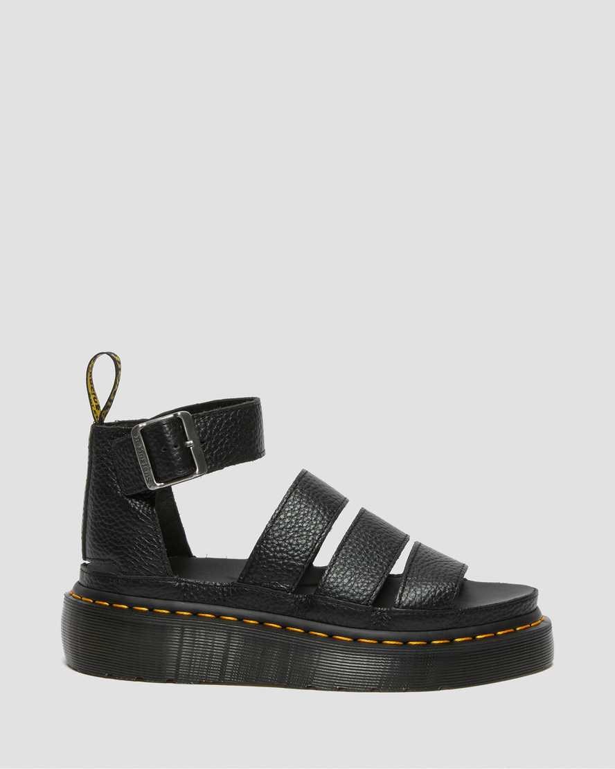 Dr Martens Clarissa II Leather Women's Platform Sandals Black Milled Nappa Leather | BNZMRW805