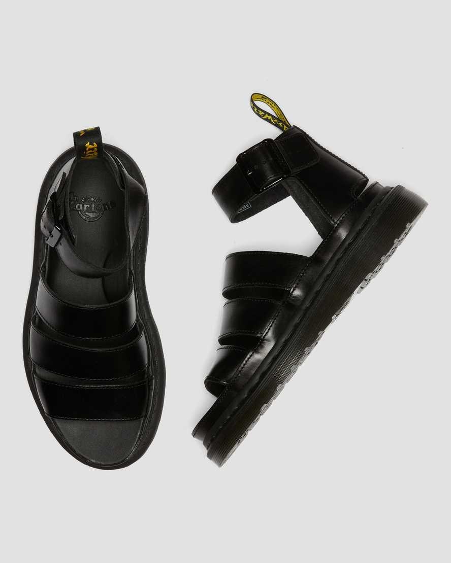 Dr Martens Clarissa II Leather Women's Strap Sandals Black Brando | QVLWAZ807