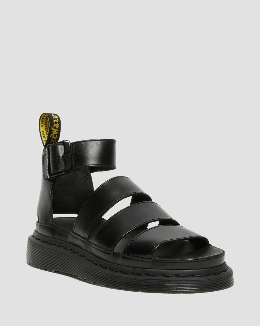 Dr Martens Clarissa II Leather Women's Strap Sandals Black Brando | QVLWAZ807