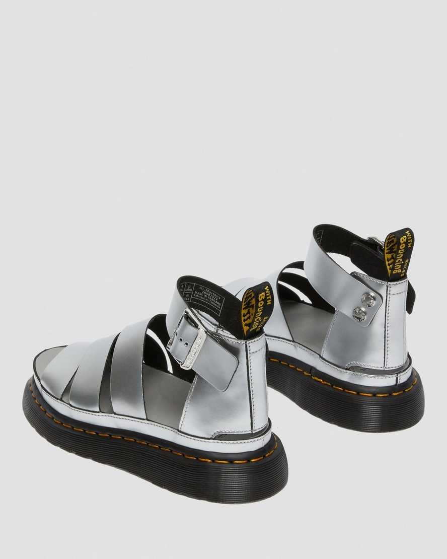 Dr Martens Clarissa II Metallic Leather Women's Sandals Silver | XERQHO427