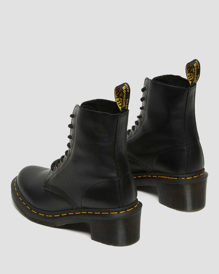 Dr Martens Clemency Leather Heeled Women's Lace Up Boots Black Wanama | DLJEIY016