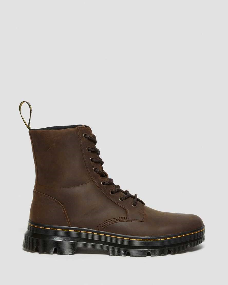 Dr Martens Combs Crazy Horse Leather Men's Utility Boots Brown Crazy Horse Leather | JRDUYM178