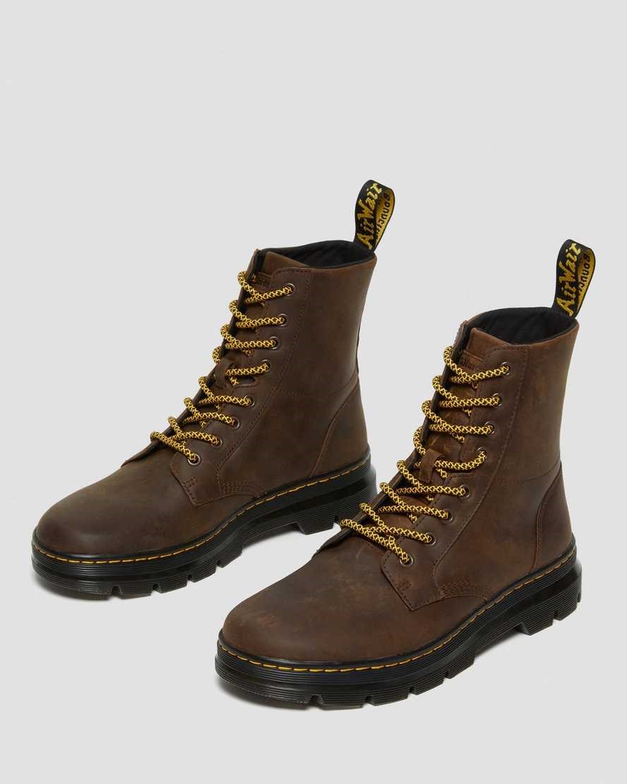 Dr Martens Combs Crazy Horse Leather Men's Utility Boots Brown Crazy Horse Leather | JRDUYM178