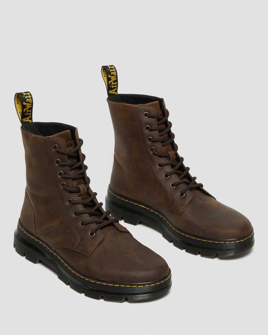 Dr Martens Combs Crazy Horse Leather Men's Utility Boots Brown Crazy Horse Leather | JRDUYM178