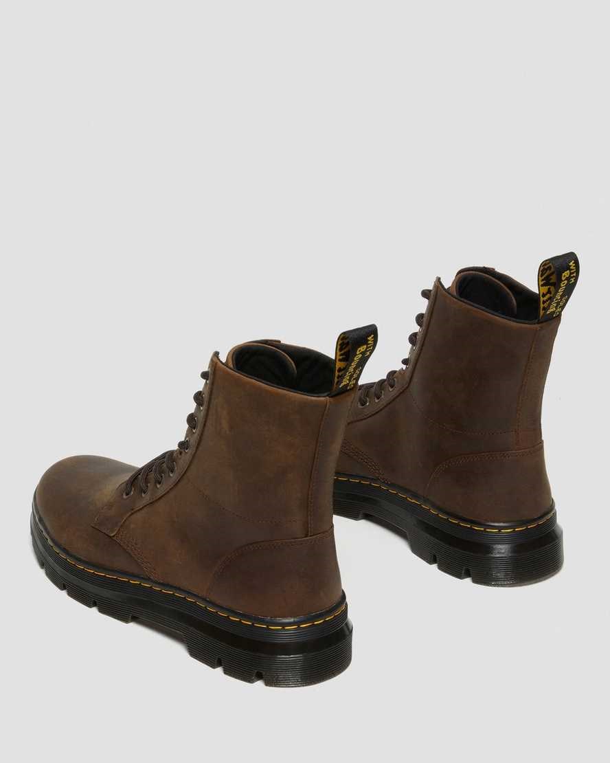 Dr Martens Combs Crazy Horse Leather Men's Utility Boots Brown Crazy Horse Leather | JRDUYM178