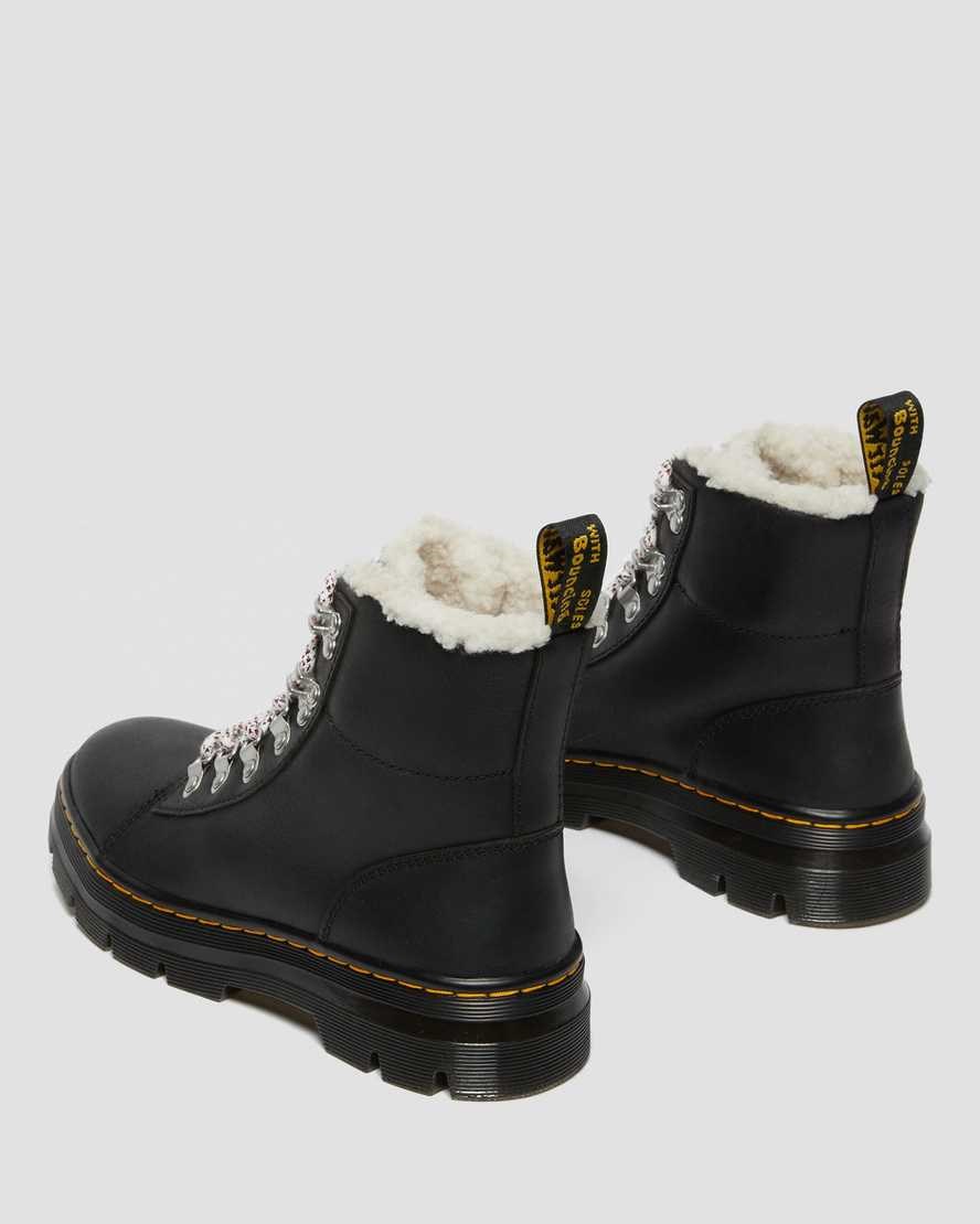 Dr Martens Combs Faux Shearling Lined Women's Ankle Boots Black Wyoming | OHLWUY482