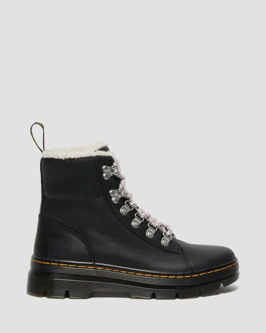 Dr Martens Combs Faux Shearling Lined Women's Ankle Boots Black Wyoming | OHLWUY482