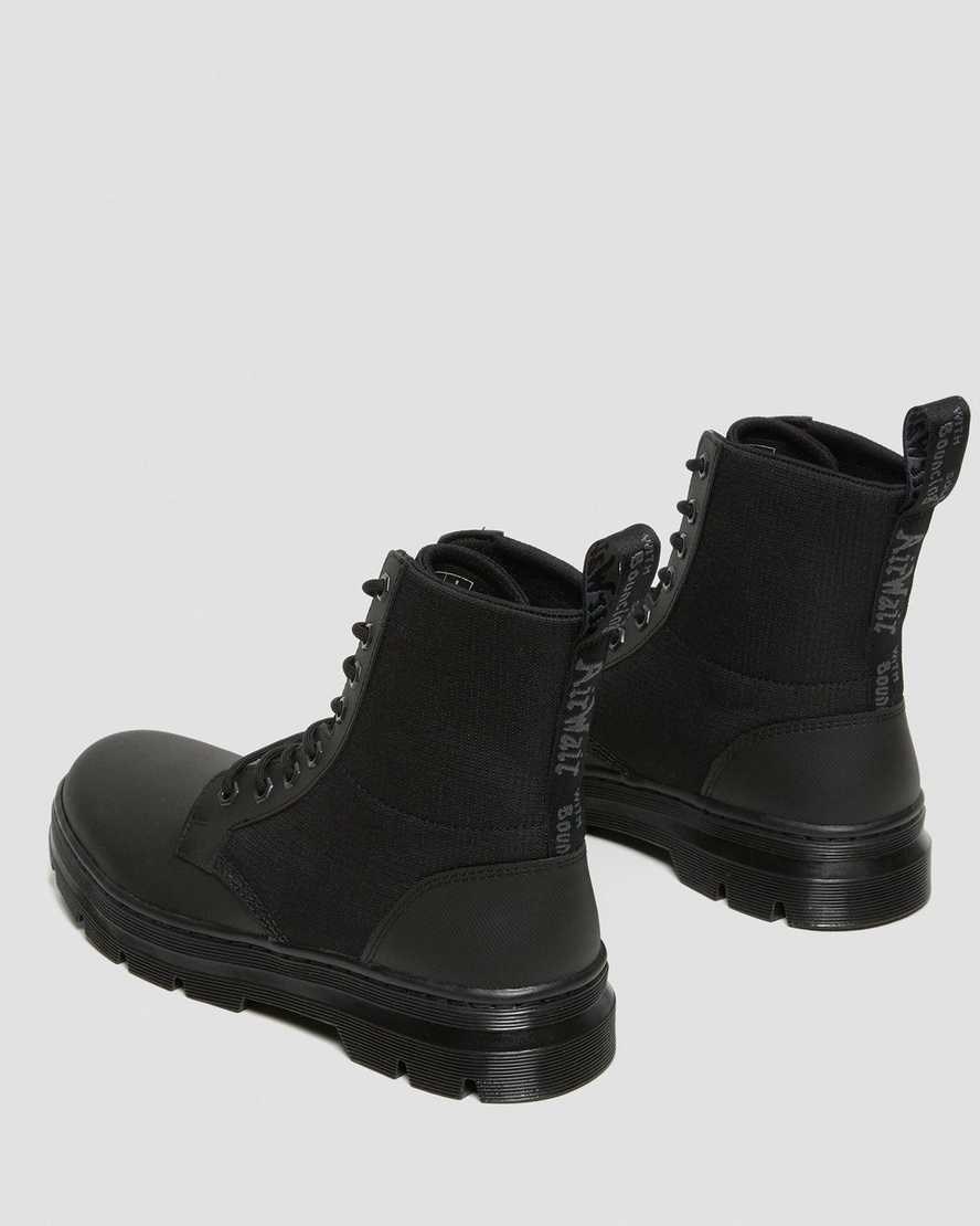 Dr Martens Combs II Poly Men's Lace Up Boots Black-black Element-poly Rip Stop | HTREWN683