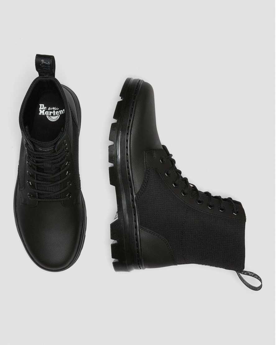 Dr Martens Combs II Poly Men's Lace Up Boots Black-black Element-poly Rip Stop | HTREWN683