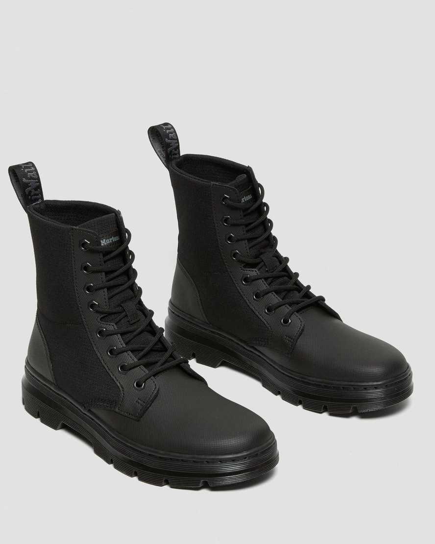 Dr Martens Combs II Poly Men's Lace Up Boots Black-black Element-poly Rip Stop | HTREWN683