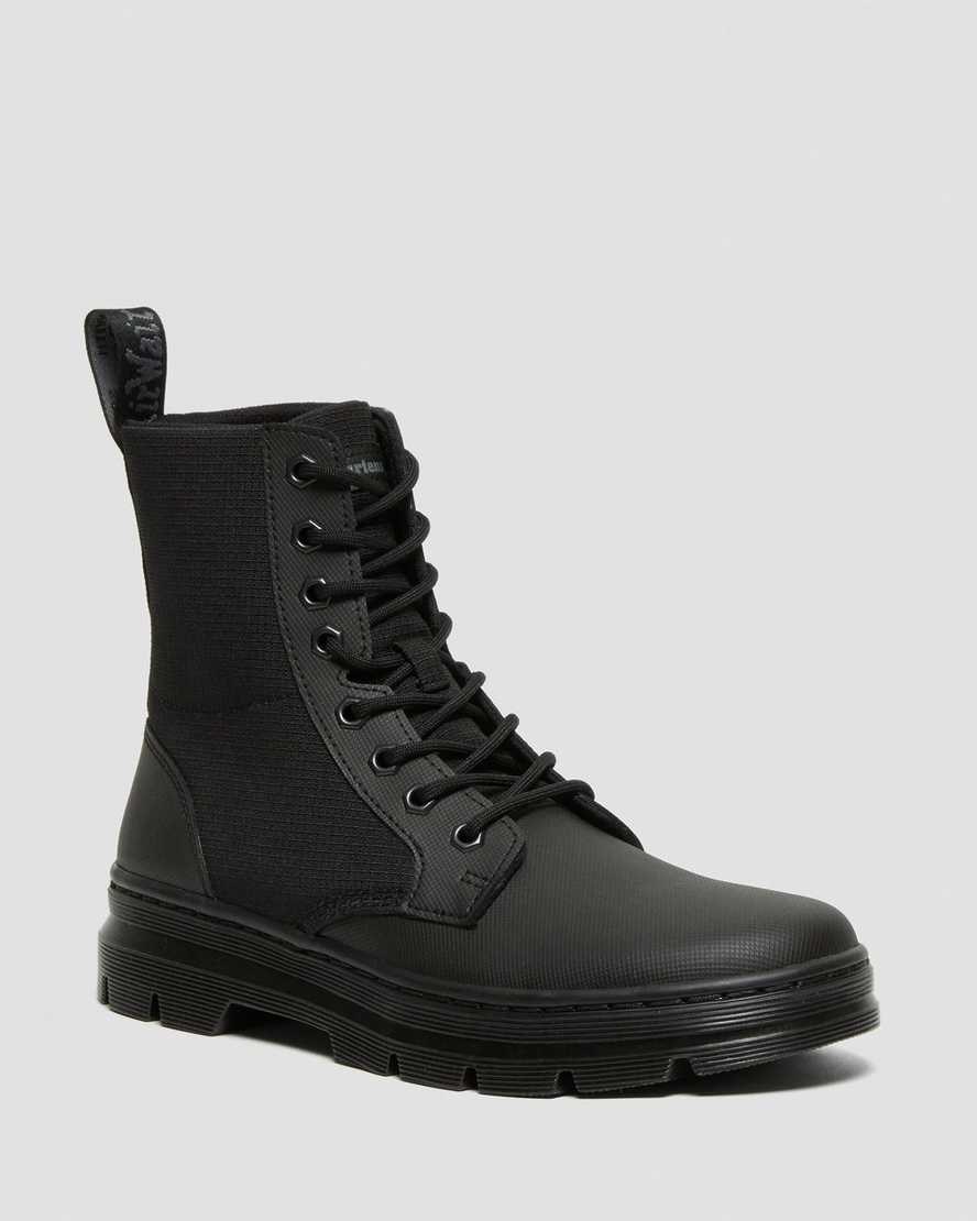 Dr Martens Combs II Poly Men\'s Utility Boots Black-black Element-poly Rip Stop | HNCYSP492