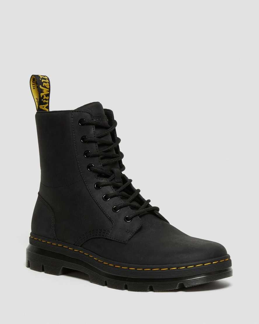 Dr Martens Combs Leather Men\'s Ankle Boots Black Wyoming | SEVUCN039