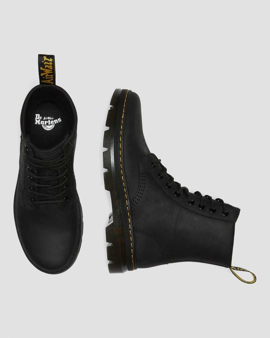 Dr Martens Combs Leather Men's Lace Up Boots Black Wyoming | ZASHTW965