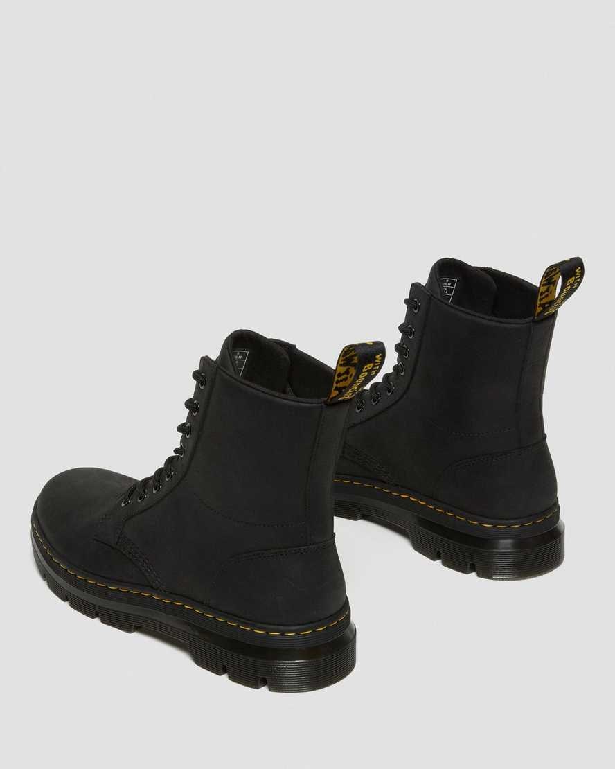 Dr Martens Combs Leather Men's Utility Boots Black Wyoming | AYRFTZ675