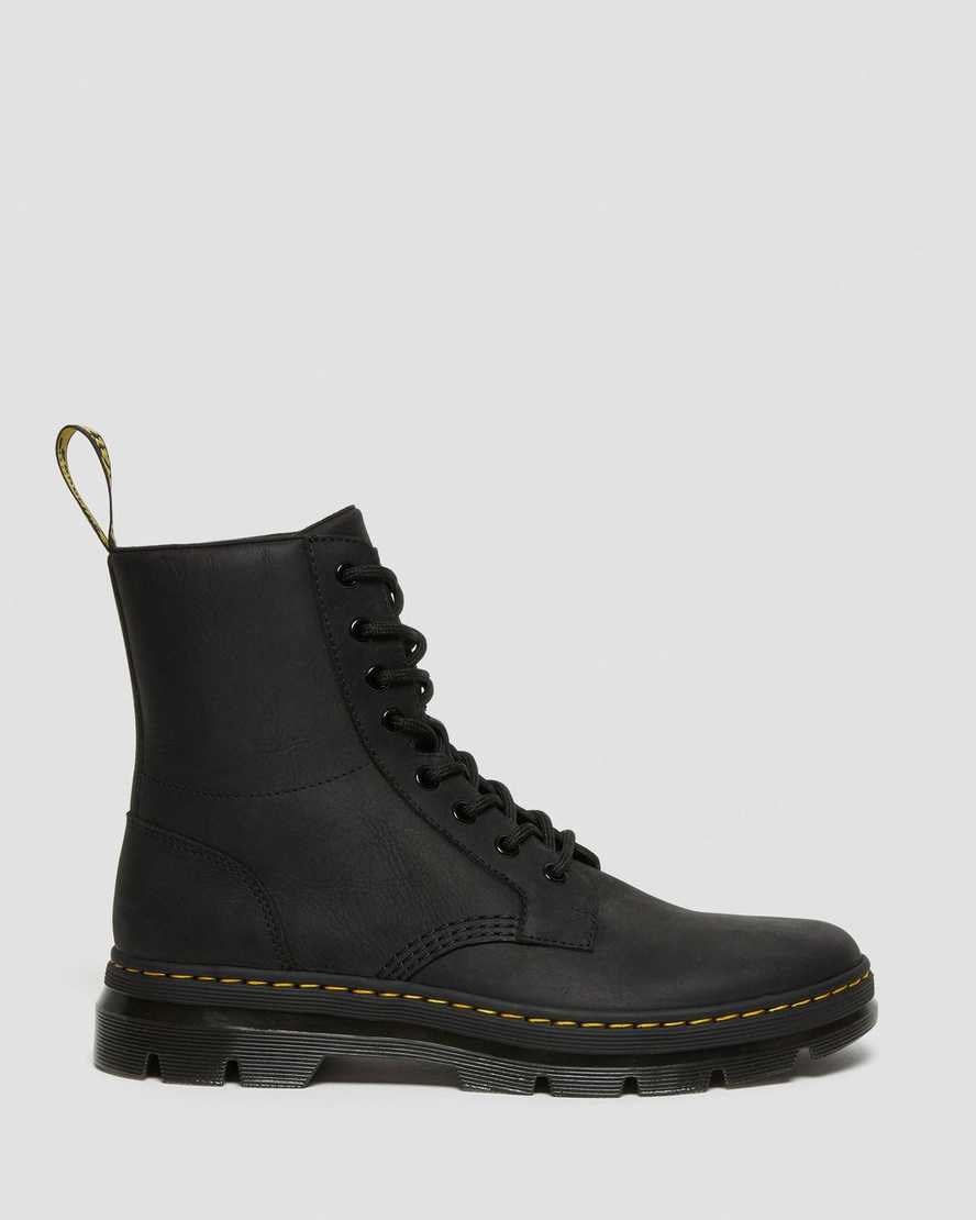 Dr Martens Combs Leather Men's Utility Boots Black Wyoming | AYRFTZ675