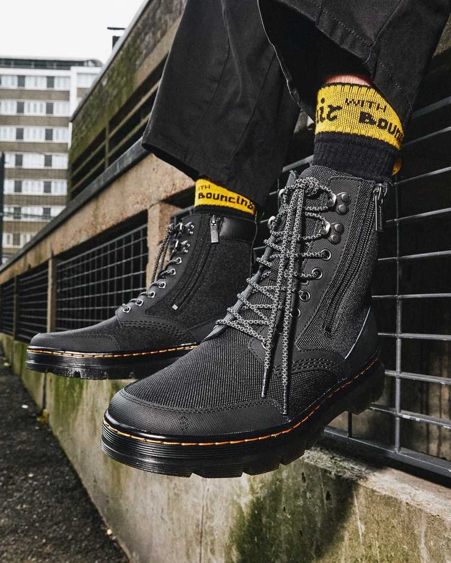 Dr Martens Combs Men's Zip Up Boots Black | HCUQRT184