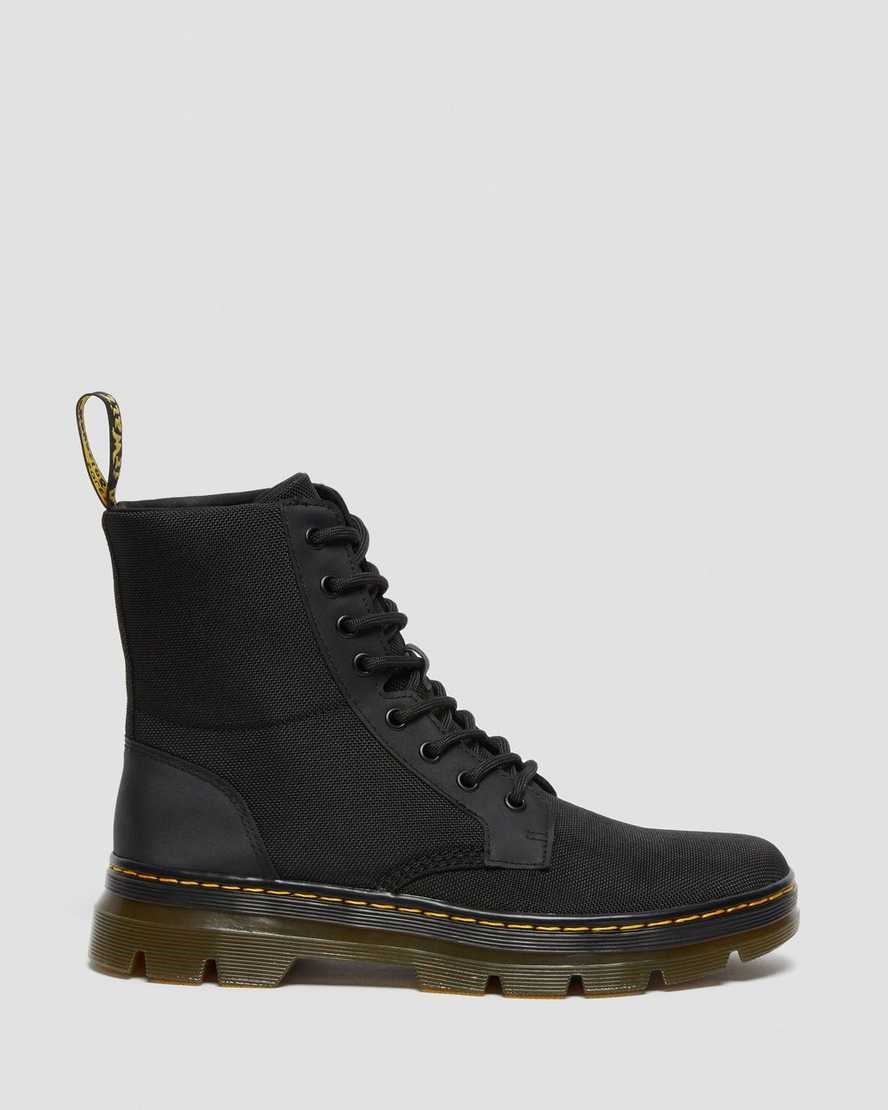 Dr Martens Combs Poly Men's Lace Up Boots Black Extra Tough Poly | ZURKSA948