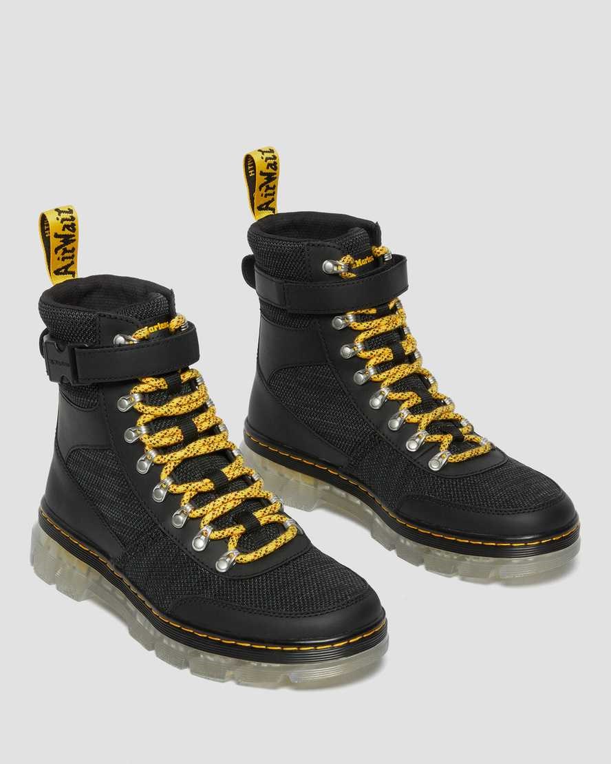 Dr Martens Combs Tech Coated Canvas Mix Women's Ankle Boots Black Onice Soft | HCVPWL420