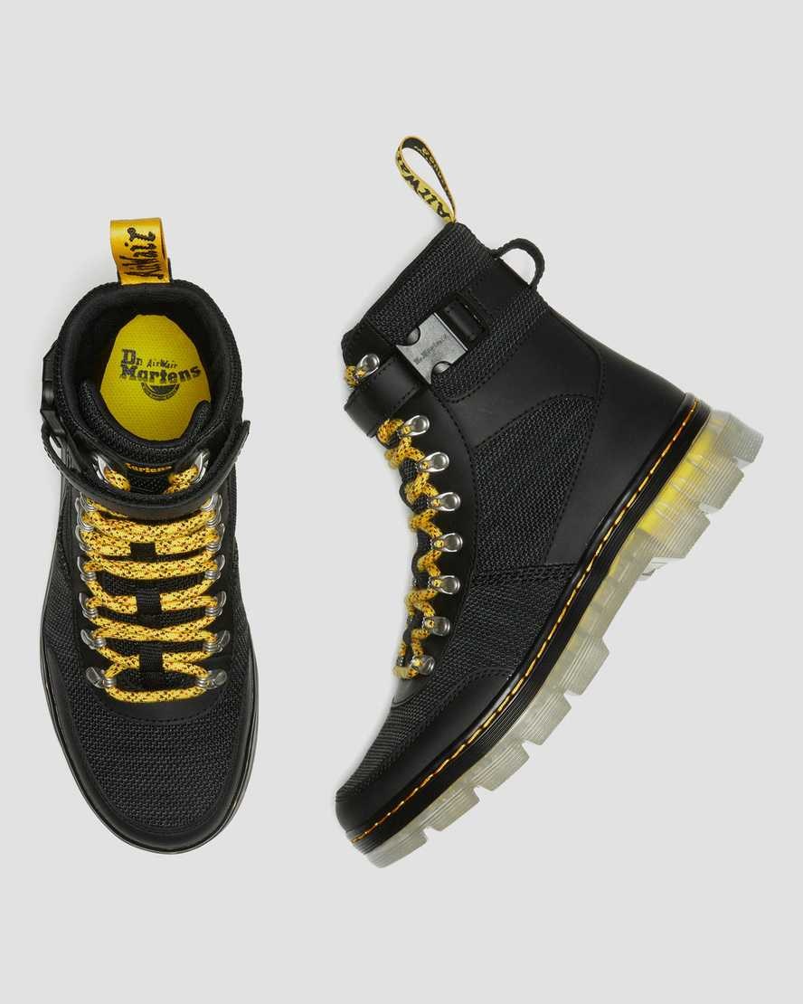 Dr Martens Combs Tech Coated Canvas Mix Men's Lace Up Boots Black Onice Soft | NGOHDT829