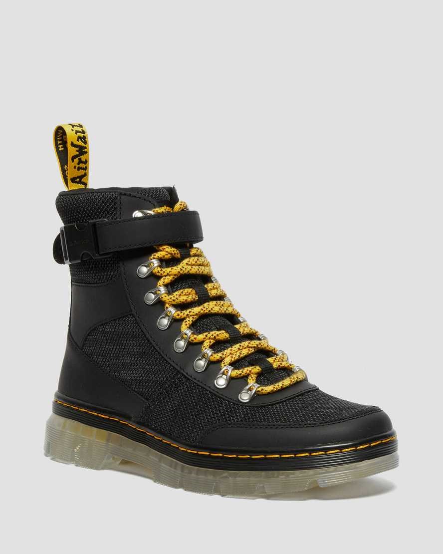 Dr Martens Combs Tech Coated Canvas Mix Men\'s Lace Up Boots Black Onice Soft | NGOHDT829