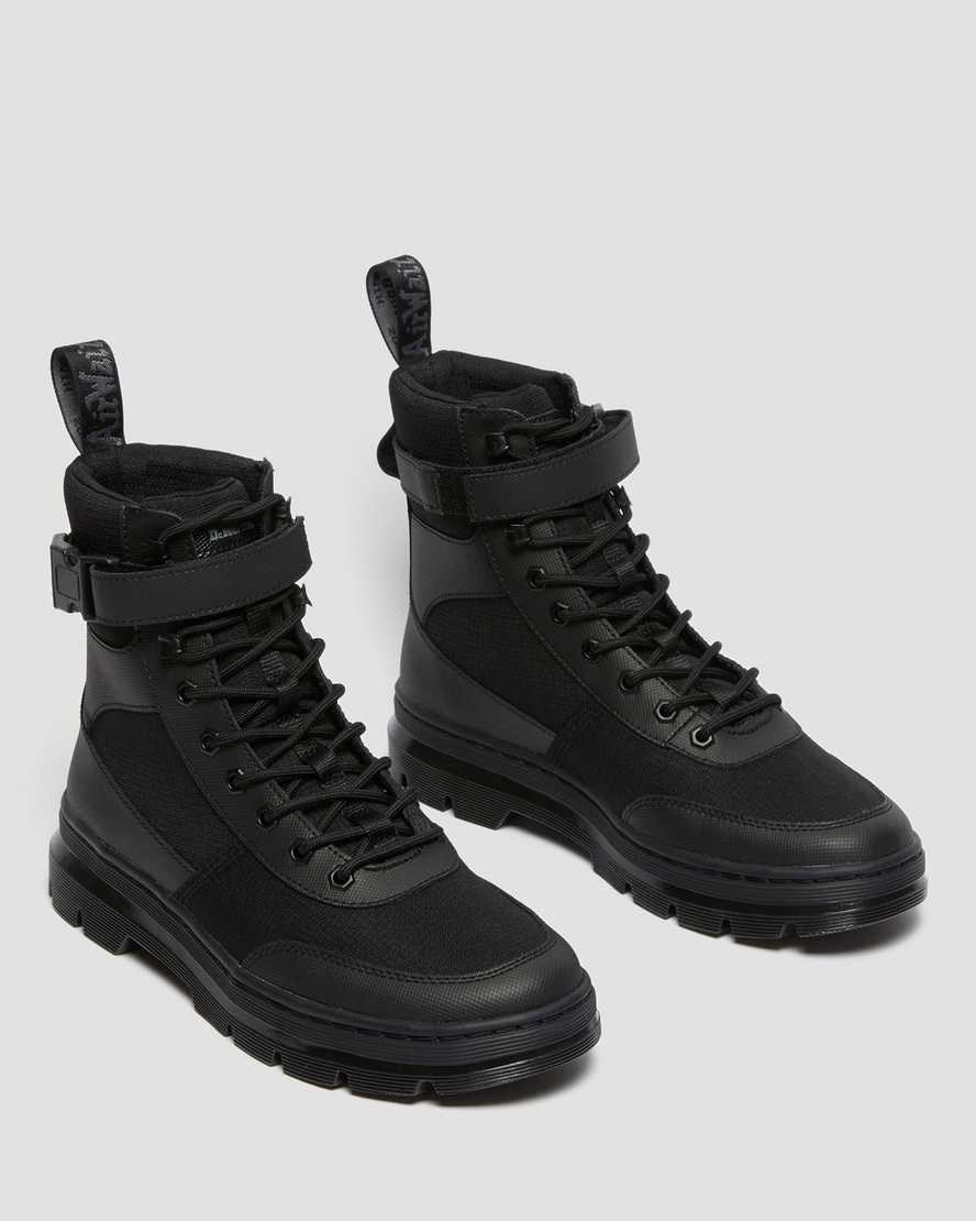 Dr Martens Combs Tech Poly Men's Lace Up Boots Black Element-poly Rip Stop | NGXKAD029