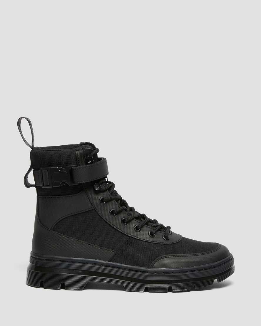 Dr Martens Combs Tech Poly Men's Lace Up Boots Black Element-poly Rip Stop | NGXKAD029