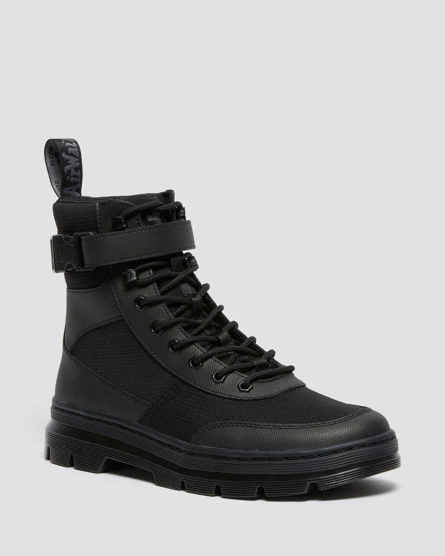 Dr Martens Combs Tech Poly Women's Lace Up Boots Black Element-poly Rip Stop | TEGUCR721